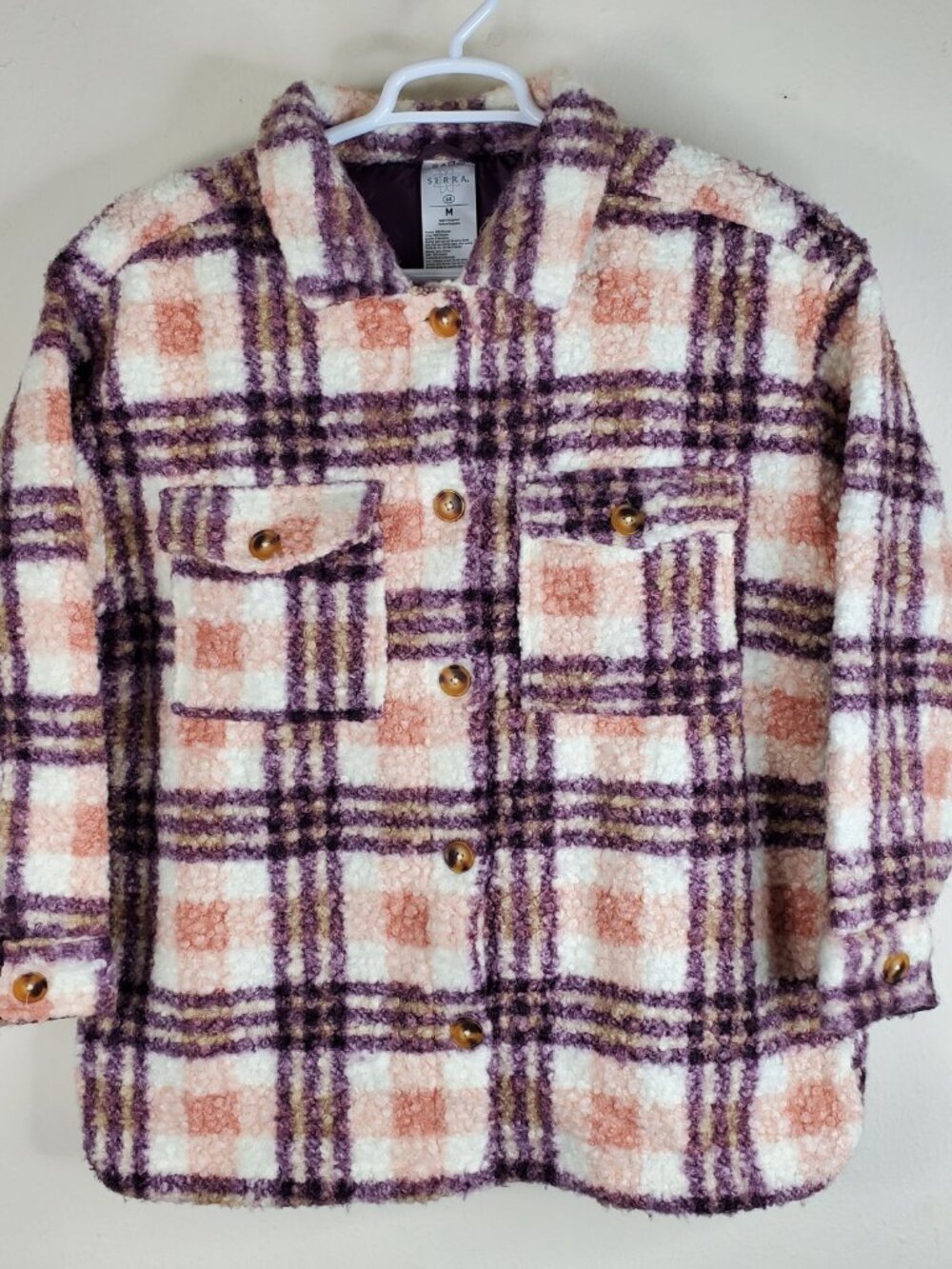 Serra Cozy Soft Fleece Women's Long Sleeve Jacket Size M Pockets Button Front
